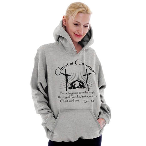 Christ is Christmas Nativity Scene Hoodie Sweatshirt Women Men Brisco Brands L