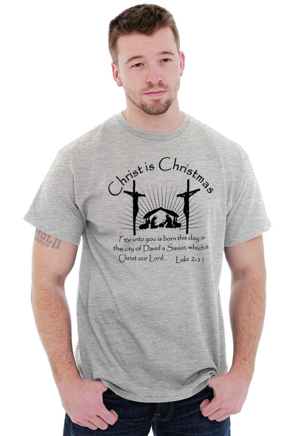 Christ is Christmas Nativity Scene Men's Graphic T Shirt Tees Brisco Brands L