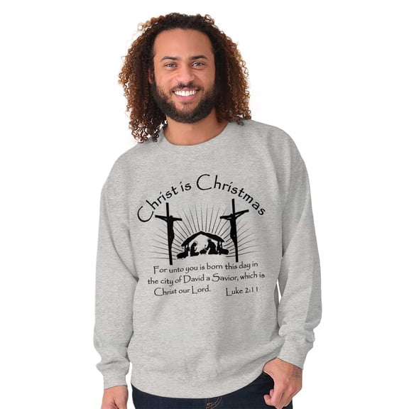 Christ is Christmas Nativity Scene Unisex Plus Fleece Graphic Sweatshirt Brisco Brands 2X
