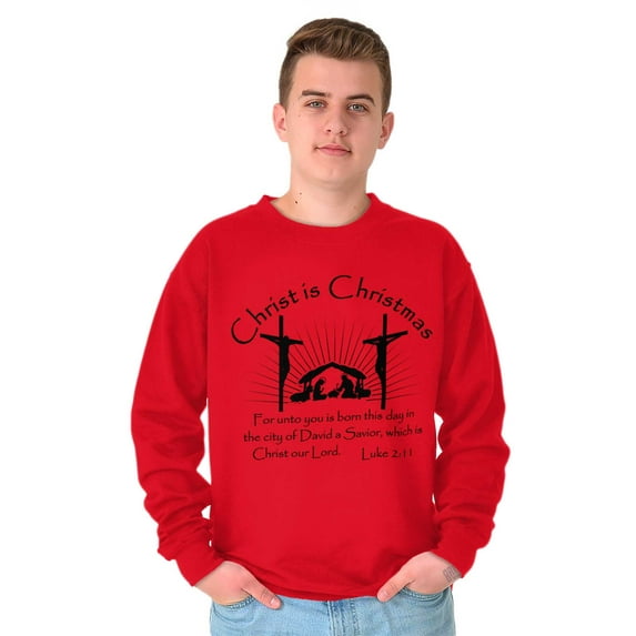 Christ is Christmas Nativity Scene Unisex Plus Fleece Graphic Sweatshirt Brisco Brands 2X