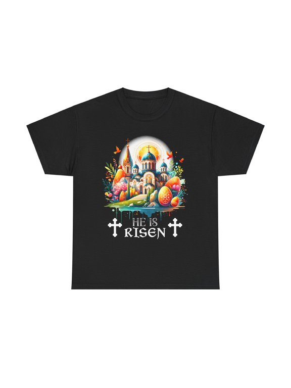 Christ is Risen Greek Russian Eastern Orthodox Pascha Easter Big and Tall Tshirts Shirts for Men