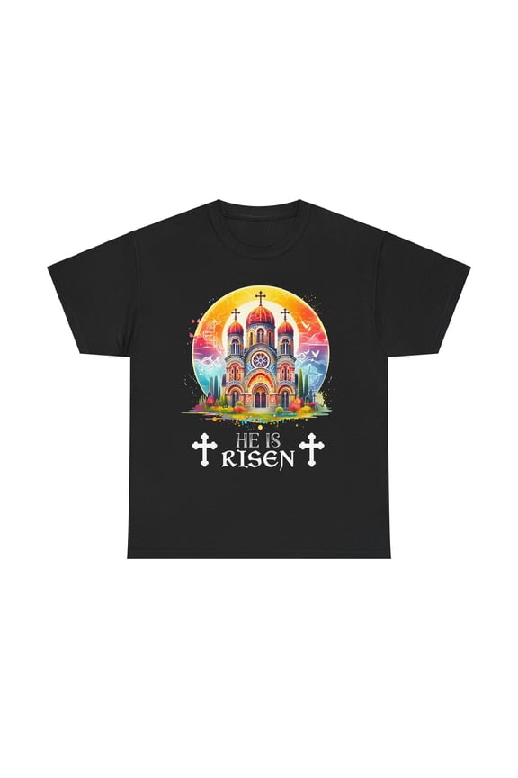Christ is Risen Greek Russian Eastern Orthodox Pascha Easter Mens T Shirts Plus Size Big and Tall