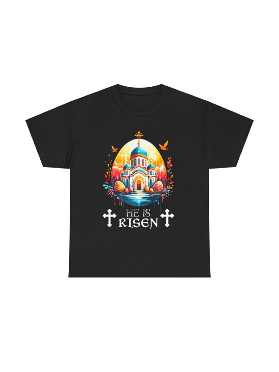 Christ is Risen Russian Greek Eastern Orthodox Pascha Easter Big and Tall Shirts for Men Plus Size