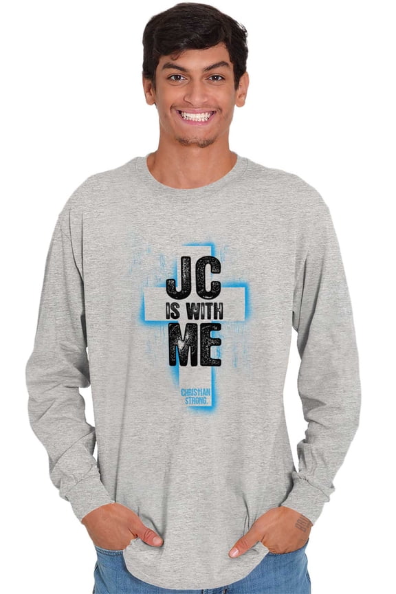 Christ is With Me Christian Faith Plus Size Long Sleeve Graphic Tee Shirt Brisco Brands 3X