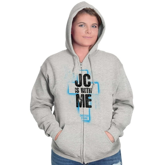 Christ is With Me Christian Faith Zip Up Hoodie Men's Women's Brisco Brands S