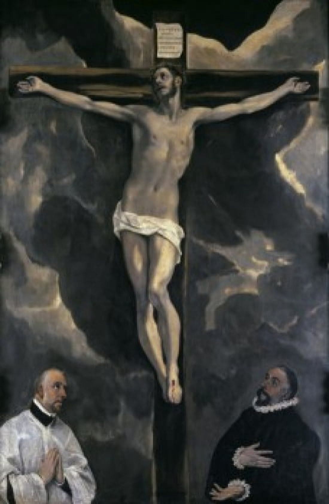 Christ on the Cross Adored by Two Donors 16th C El Greco (1541-1614Greek) Musee du Louvre Paris Canvas Art - El Greco (24 x 36)
