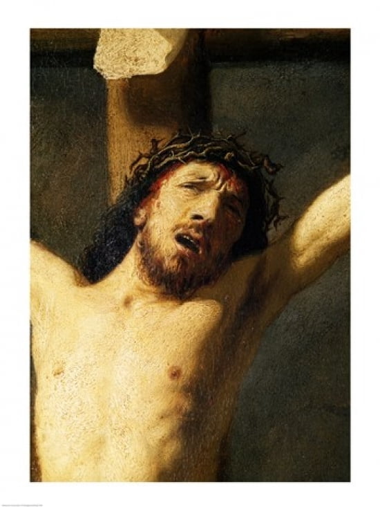 Christ on the Cross detail of the head Canvas Art - Rembrandt van Rijn (24 x 36)