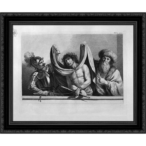 Christ presented to the people by Pilate, and a soldier 24x20 Black Ornate Wood Framed Canvas Art by Piranesi, Giovanni Battista