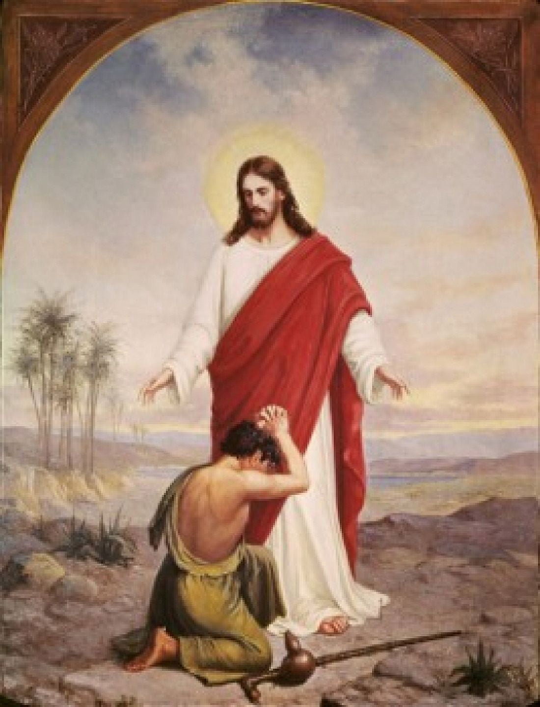 Christ the Comforter Anker Lund (1840-1922 Danish) Canvas Art - Anker Lund (18 x 24)