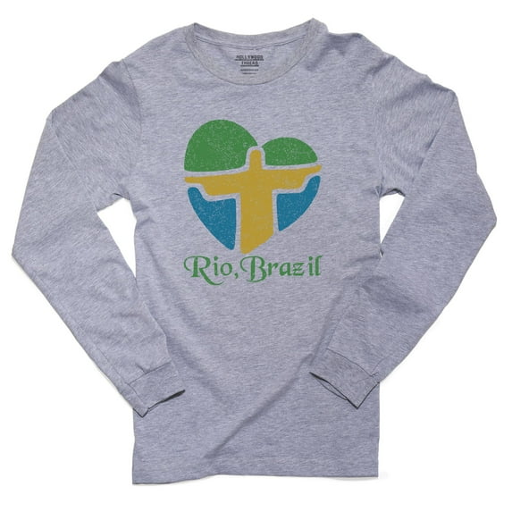 Christ the Redeemer - In Brazil Heart - Rio, Brazil Men's Long Sleeve Grey T-Shirt