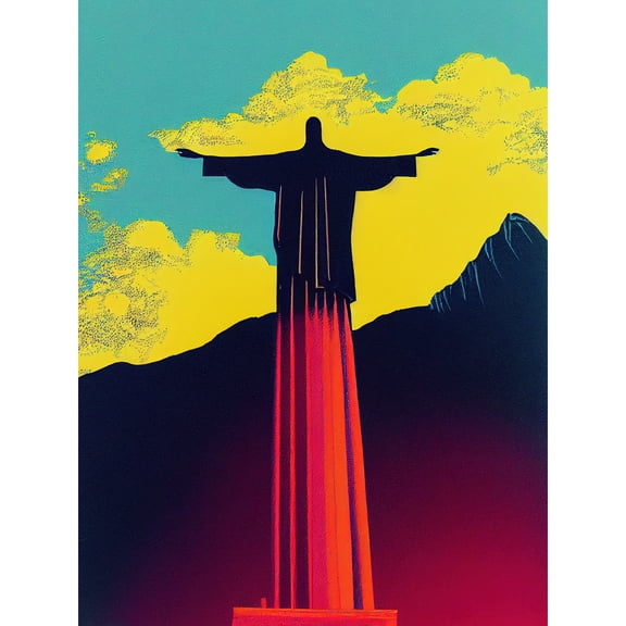 Christ the Redeemer Rio Brazil Pop Art Large Wall Art Poster Print Thick Paper 18X24 Inch