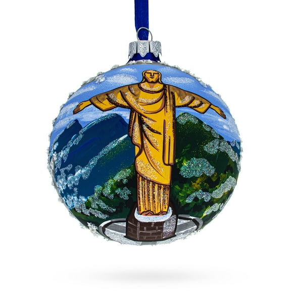 Christ the Redeemer, Rio de Janeiro, Brazil Glass Ball Ornament 4 Inches