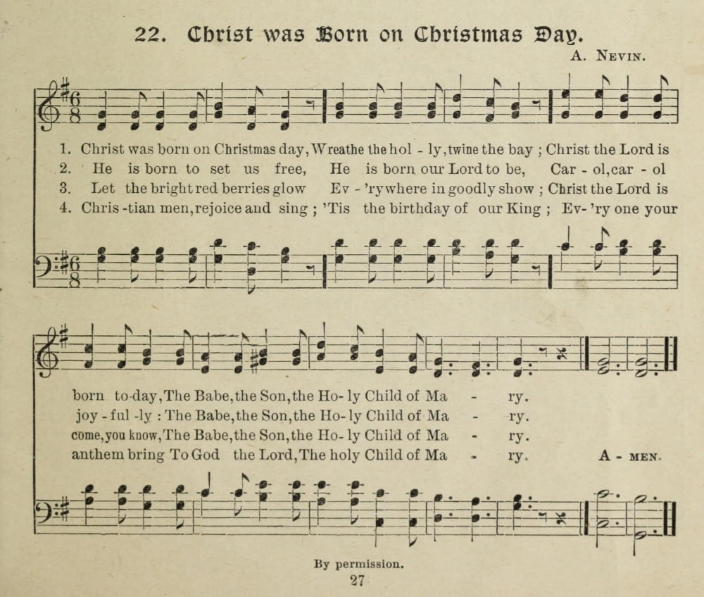Christ was Born on Christmas Day Gems of Christmas Song 1910 Canvas Art - (24 x 36)