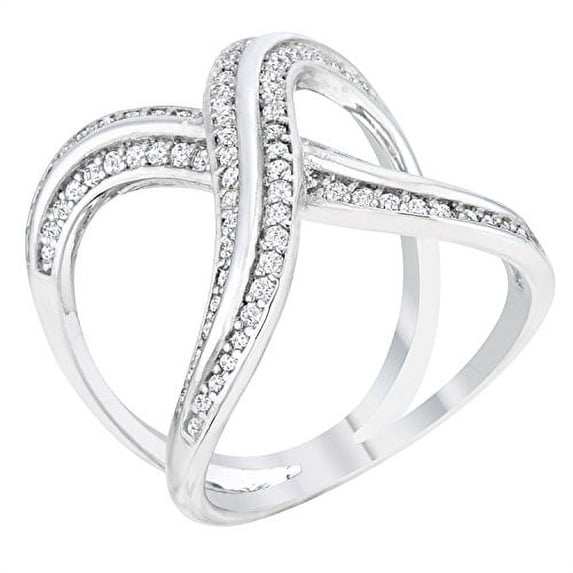 Christa 0.4ct CZ Rhodium Pave X Ring Size 10