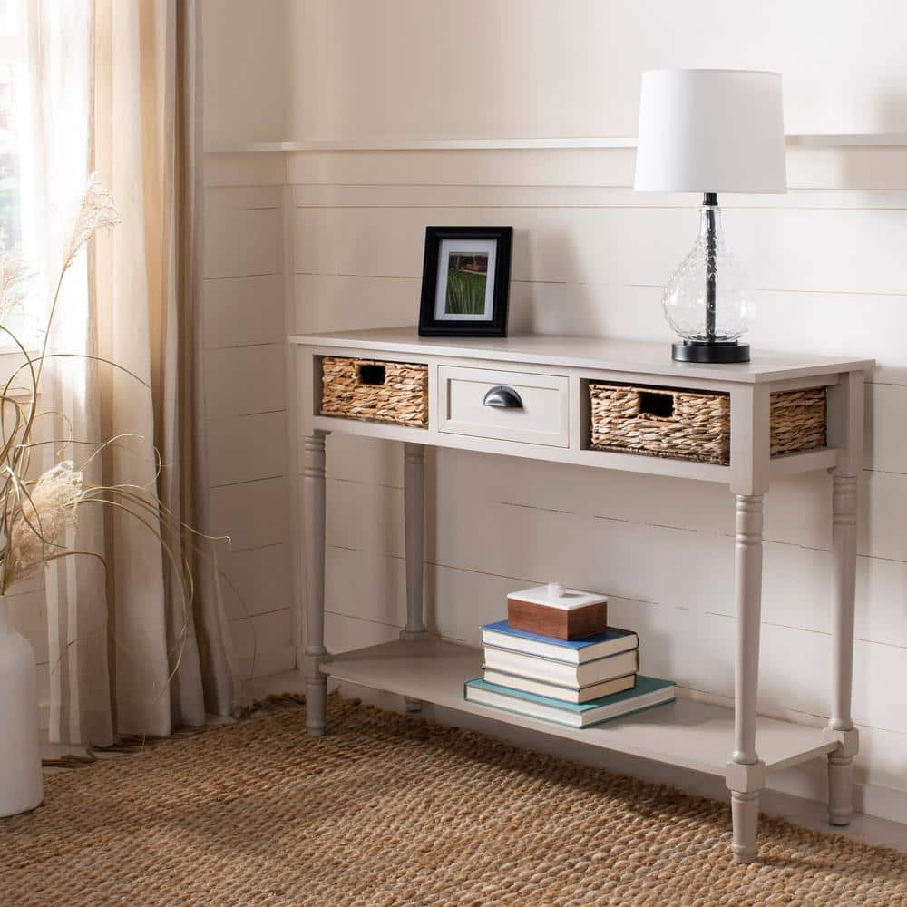 Christa 45 in. 3-Drawer Rustic Gray Wood Console Table - Walmart.com