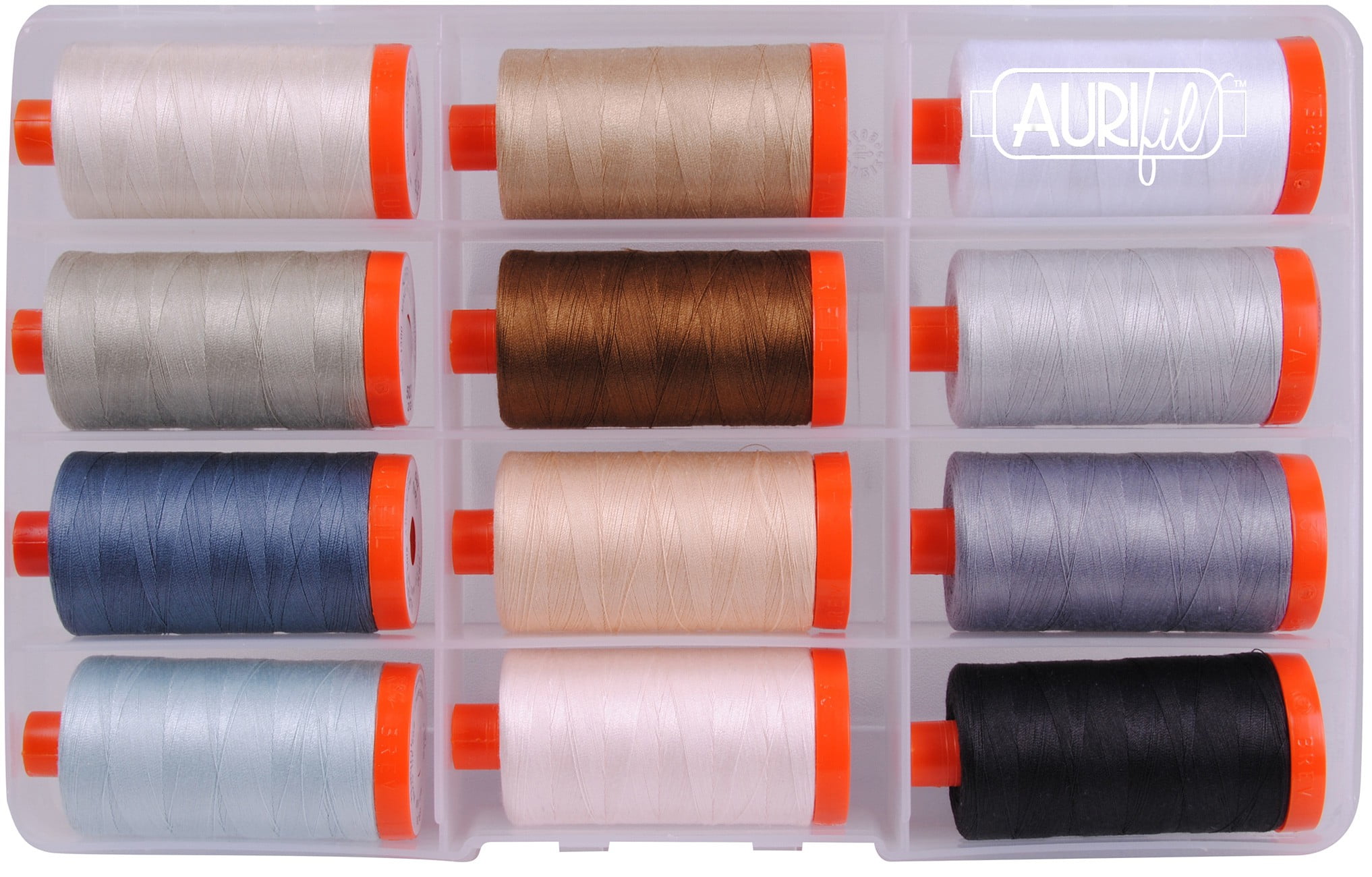 Christa Quilts Piece and Quilt Neutrals Aurifil Thread Kit 12 Large Spools 50 Weight CW50PQN12