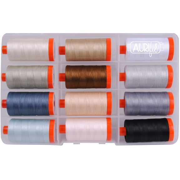 Christa Quilts Piece and Quilt Neutrals Aurifil Thread Kit 12 Large Spools 50 Weight CW50PQN12