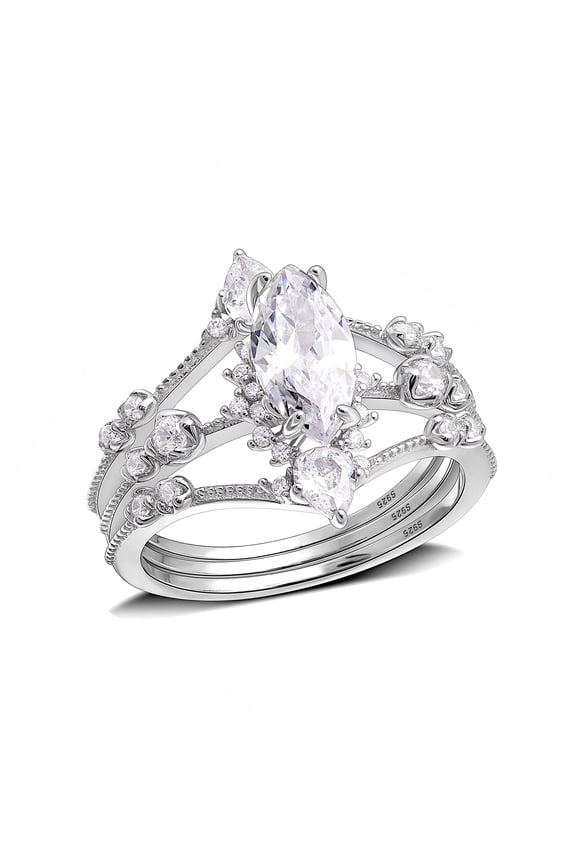 Christabella Marquise Bridal Ring Set Sterling Silver Women Ginger Lyne Collection