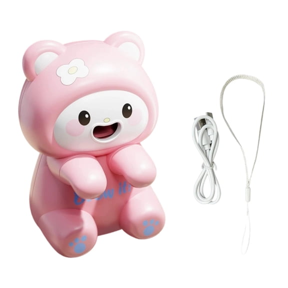 Christalo Cute Mini Handheld USB Fan, Rechargeable Portable Clip On Fan for Drink Food Desk, 4 Bear Styles, Multi Scene Personal Cooling Fan with Lanyard