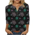 thumbnail image 1 of Christams Shirts for Women Loose Fit V Neck Xmas Tree Snowflakes Printed Plus Size Graphic Tee Festive Holiday Tops (M, Black), 1 of 5