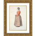 thumbnail image 1 of Christen Dalsgaard 11x14 Gold Ornate Wood Frame and Double Matted Museum Art Print Titled - Girl in Morning Suit (1851), 1 of 4