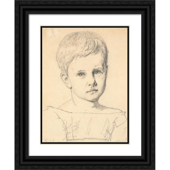 Christen Købke 11x14 Black Ornate Wood Framed Double Matted Museum Art Print Titled: Portrait of Sophie Frimodt as a Child (1834 - 1837)