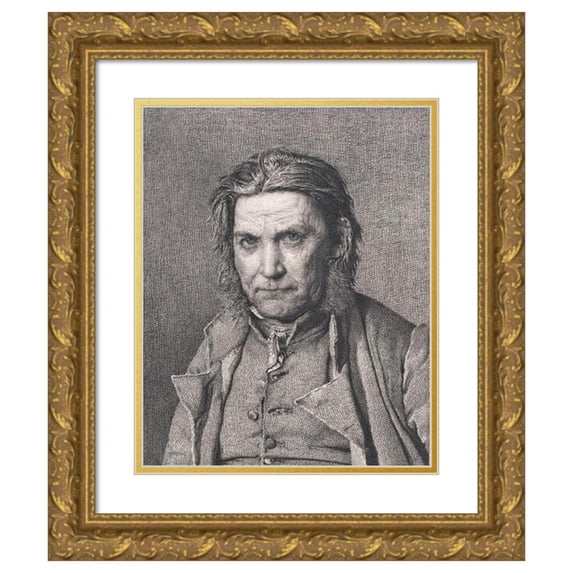 Christen Købke 12x14 Gold Ornate Wood Frame and Double Matted Museum Art Print Titled - The Old Sailor (1836)