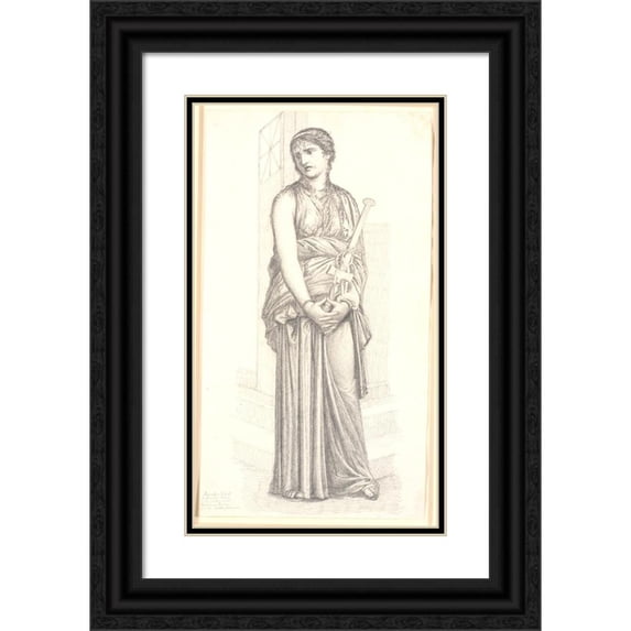 Christen Købke 15x24 Black Ornate Framed Double Matted Museum Art Print Titled: Medea with the Sword in Hand, Whole Figure (1838 - 1841)
