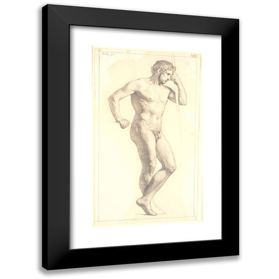 Christen Købke 16x24 Black Modern Framed Museum Art Print Titled - Standing Male Academy Model (1832)