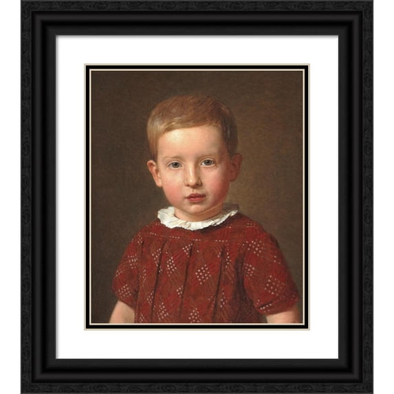 Christen Købke 20x23 Black Ornate Framed Double Matted Museum Art Print Titled: School Principal J. Krohn as a Child (1846)