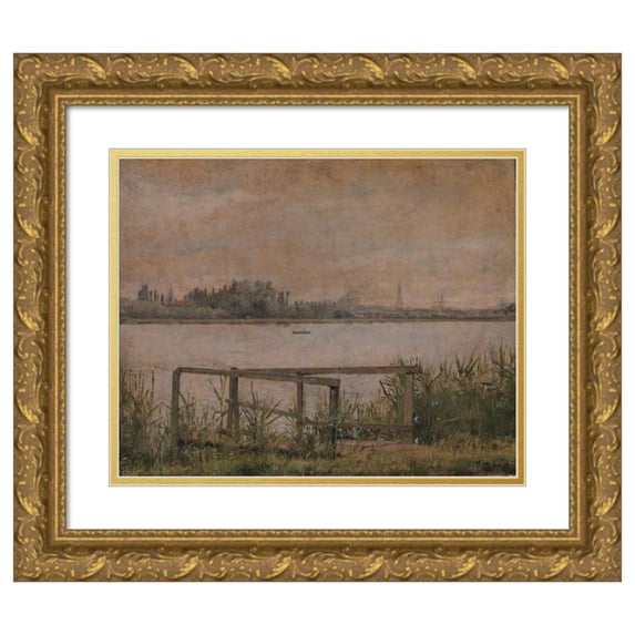 Christen Købke 24x20 Gold Ornate Framed and Double Matted Museum Art Print Titled - View of Copenhagen Seen from Dosseringen (1835 - 1838)