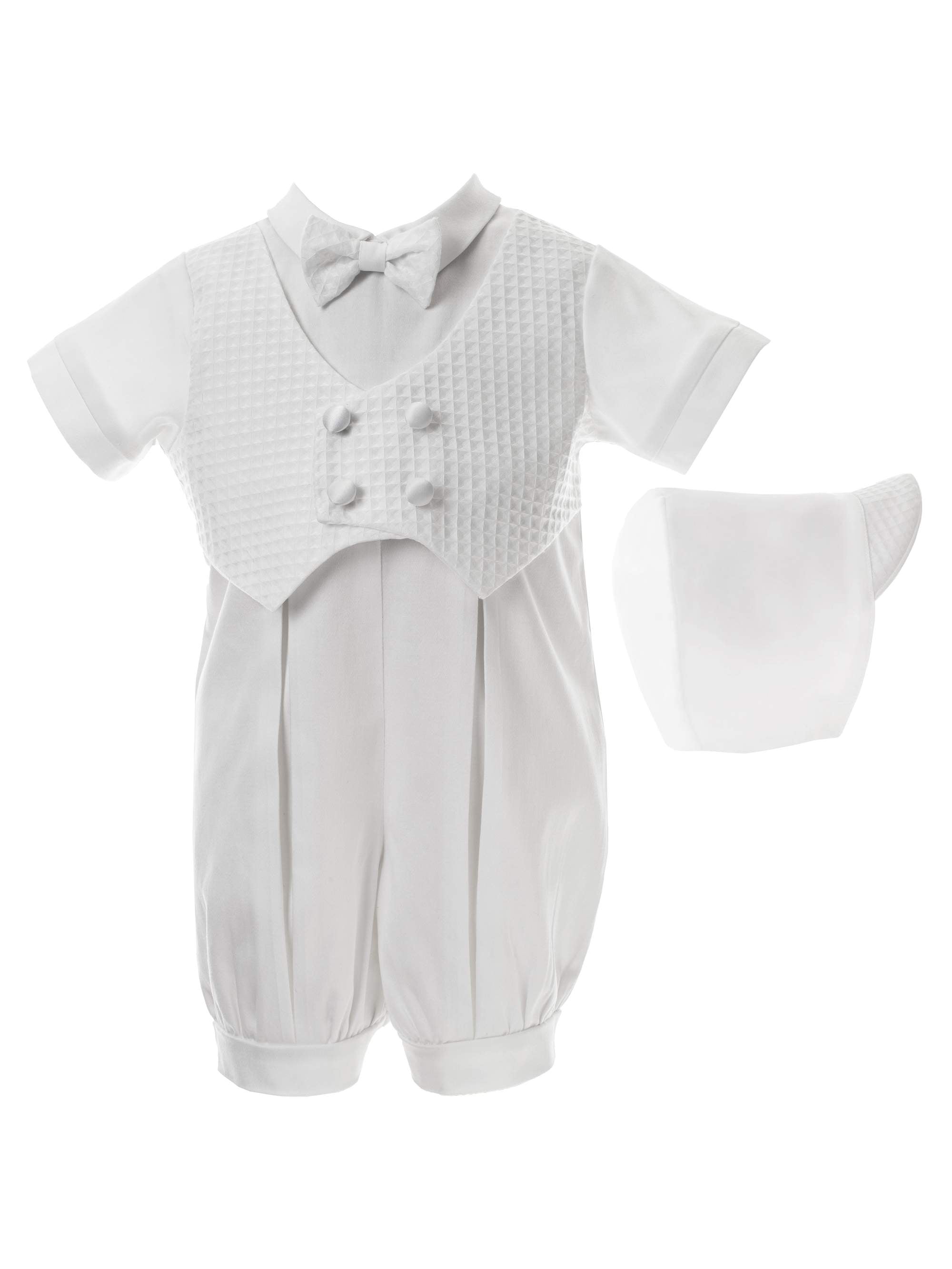 Christening Baptism Waffle Vest, Short Sleeve Pleated Coverall, Bowtie ...