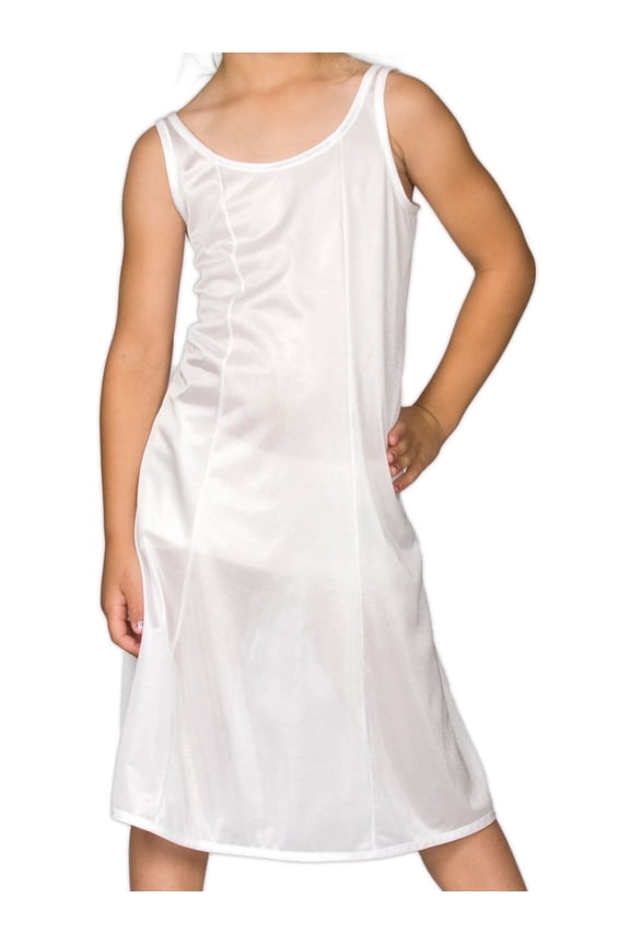 Christening Day Girls White Sleek Nylon Slip - Tea & Knee Length