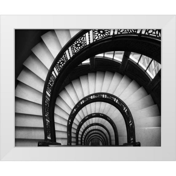 Christensen, Jim 14x12 White Modern Wood Framed Museum Art Print Titled - Rookery Stairwell