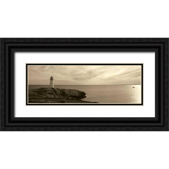 Christensen, Jim 18x9 Black Ornate Wood Framed with Double Matting Museum Art Print Titled - Lighthouse III