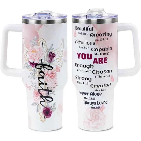 Christian 40 OZ Tumbler Cup, Christian Gifts For Women Faith, Mother''s Day, Birthday, Christmas Gifts for Women, Inspirational, Catholic, Religious Gifts For Mom, Friend, Sister, Grandma
