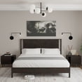 thumbnail image 1 of Christian 49" King Bed Frames with Headboard, Rustic, Solid Wood, Black, 1 of 15