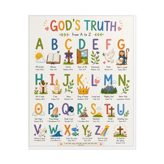 Christian ABC Wall Art, Gods Truth Alphabet Poster, Scripture Print