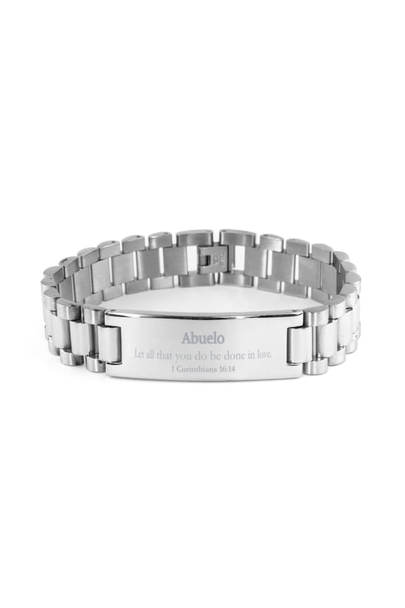 Christian Abuelo Gifts, Let all that you do be done in love, Bible Verse Scripture Ladder Stainless Steel Bracelet, Baptism Confirmation Gifts for Abuelo