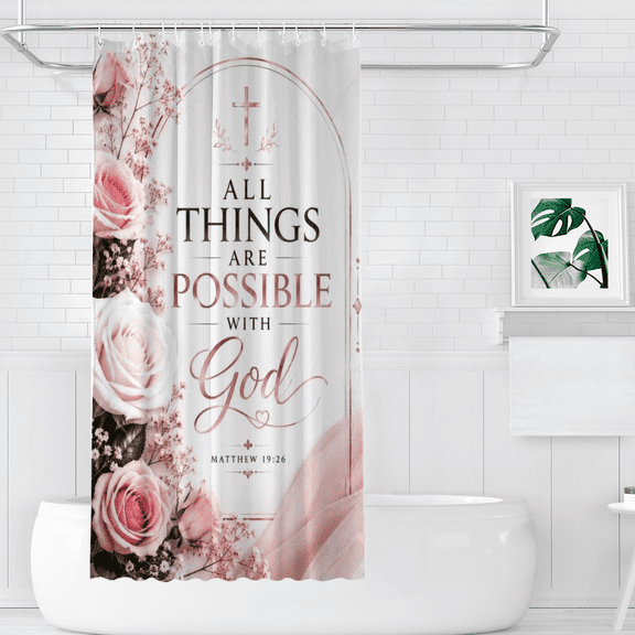 Christian All Things Are Possible With God Polyester Shower Curtains, 36" x 72"
