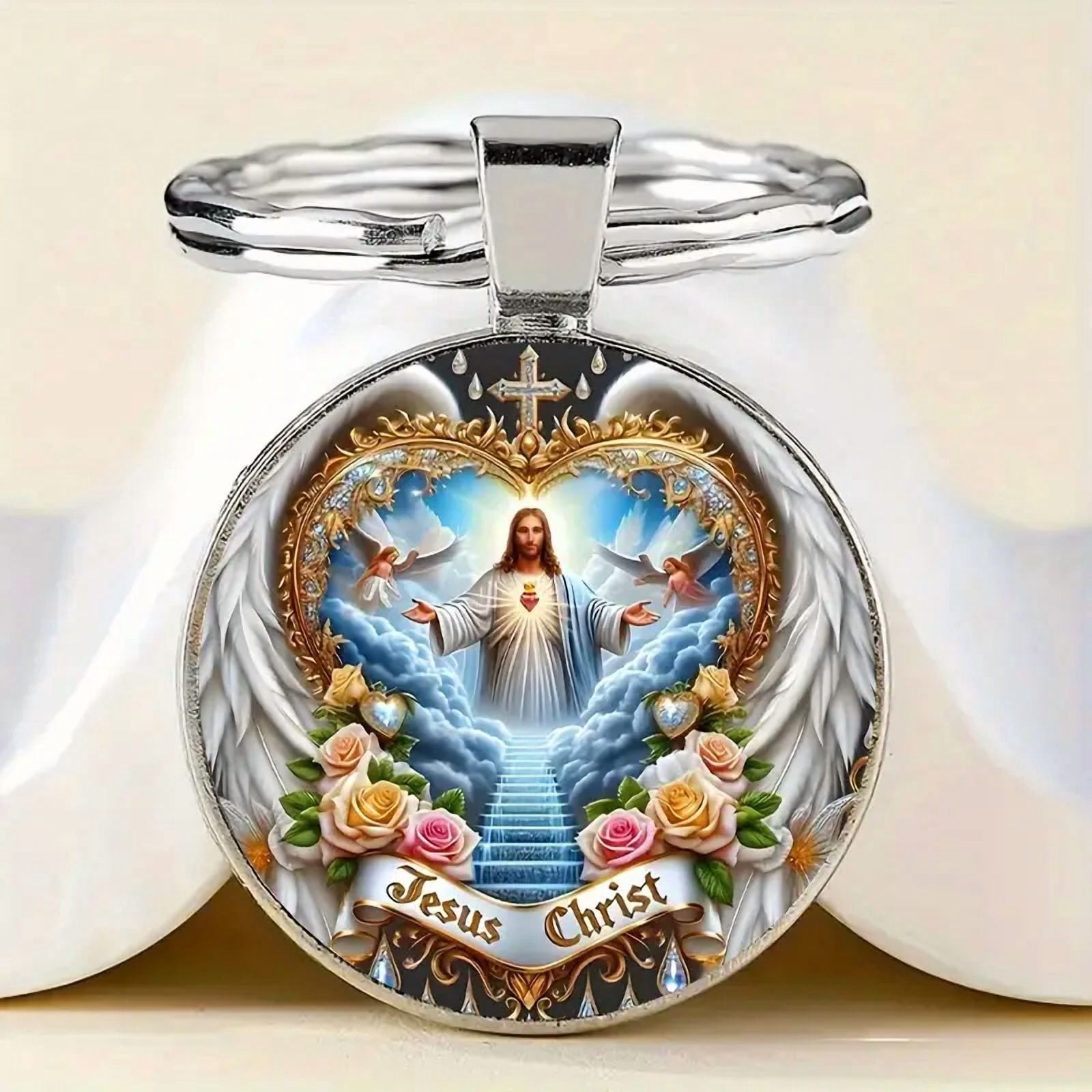 Christian Alloy Keychain - Unisex Decorative Round Keyring with Ring ...