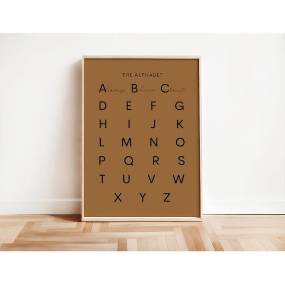 Christian Alphabet Abc Minimal Christian Modern Scripture Boho Decor Playroom Homeschool Wall Art Print