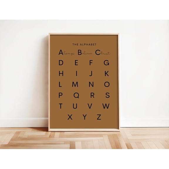 Christian Alphabet Abc Minimal Christian Wall Art Modern Scripture Print Room Decor Boho Decor Playroom Homeschool Wall Art, Unframed Canvas 8x10in