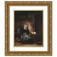 thumbnail image 1 of Christian Andreas Schleisner 12x14 Gold Ornate Wood Frame and Double Matted Museum Art Print Titled - Interior with a Sleeping Wife (1869), 1 of 4