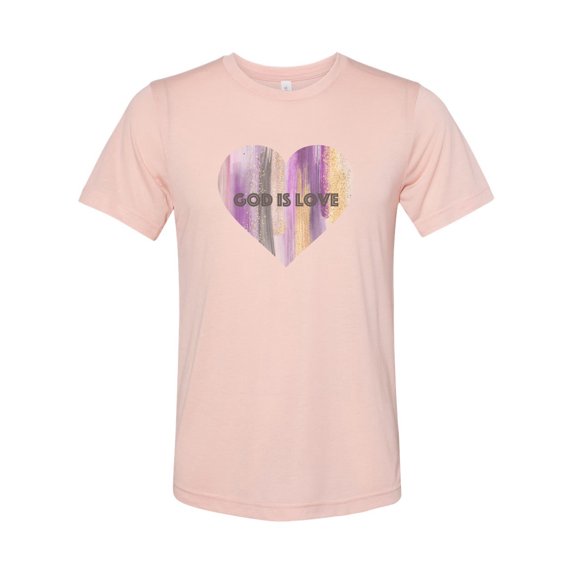 "Christian Apparel, God Is Love, Religious Shirt, Sublimation T, Unisex Tee, Godly Apparel, Gift For Her, Jesus Tee, Godly, Inspirational, Peach, XL"