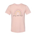 thumbnail image 1 of "Christian Apparel, Pray Wait Trust, Rainbow Shirt, Unisex, Religious Tee, Sublimation, Christian Tee, Soft Bella Tee, Prayer, Jesus, Praise, Peach, SMALL", 1 of 1