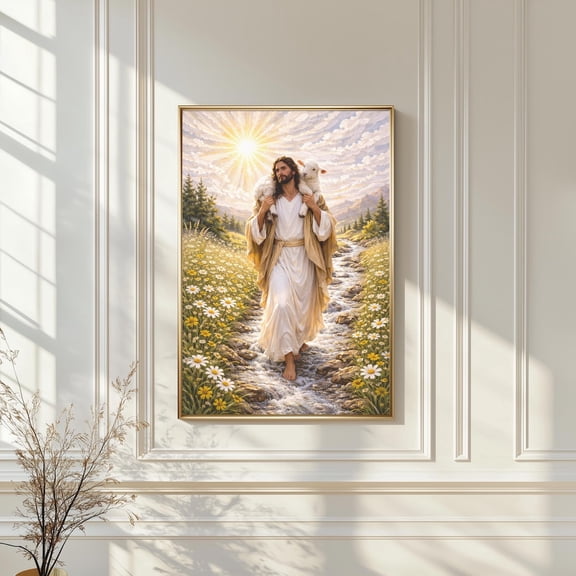Christian Art Christian X 2 Jesus And Lamb Leave The 99 Art Bible Verse Art Jesus