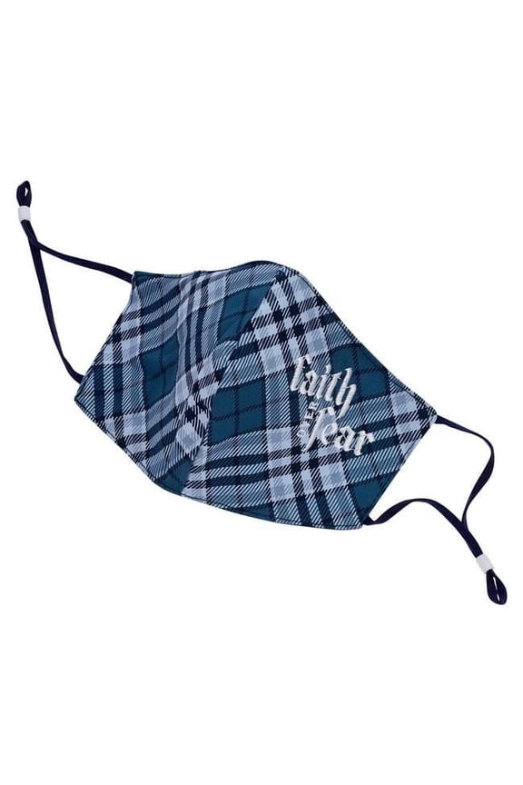 249957 Faith over Fear Face Mask, Gray - Plaid