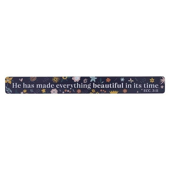 Christian Art Gifts 285444 Blue Floral Everything Beautiful Ecclesiastes 3.11 Magnetic Strip - Pack of 6