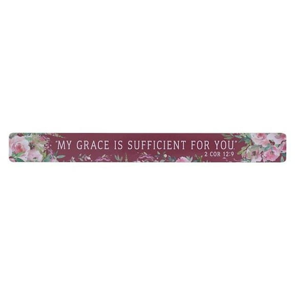 Christian Art Gifts 285447 Purple Floral My Grace is Sufficient 2 Corinthians 12.9 Magnetic Strip - Pack of 6